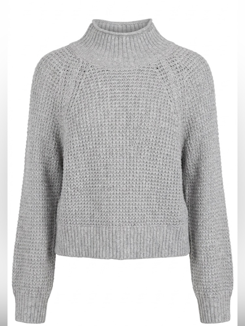 American Eagle Mock Neck Chunky Knit Sweater | Light Gray | Women’s Medium